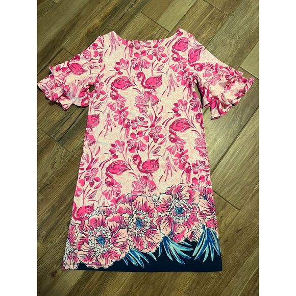 Lilly Pulitzer Lula Dress Ruffle Sleeve Flamingo Coral Reef Size Small NWT - Picture 7 of 8